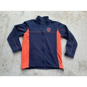 Chicago Bears NFL Mens Medium Jacket Long Sleeve Navy Orange Zip Up Fleece Lined